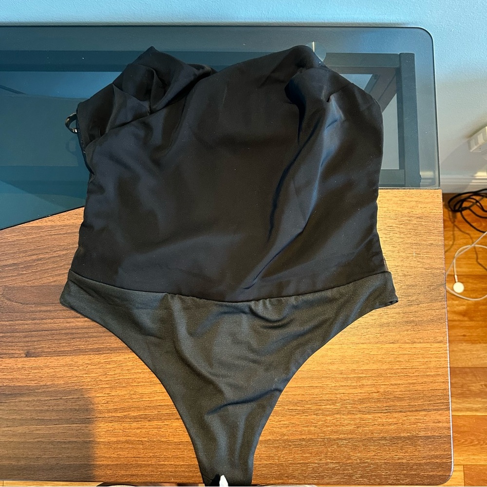 Club L London Sheer Black Bodysuit